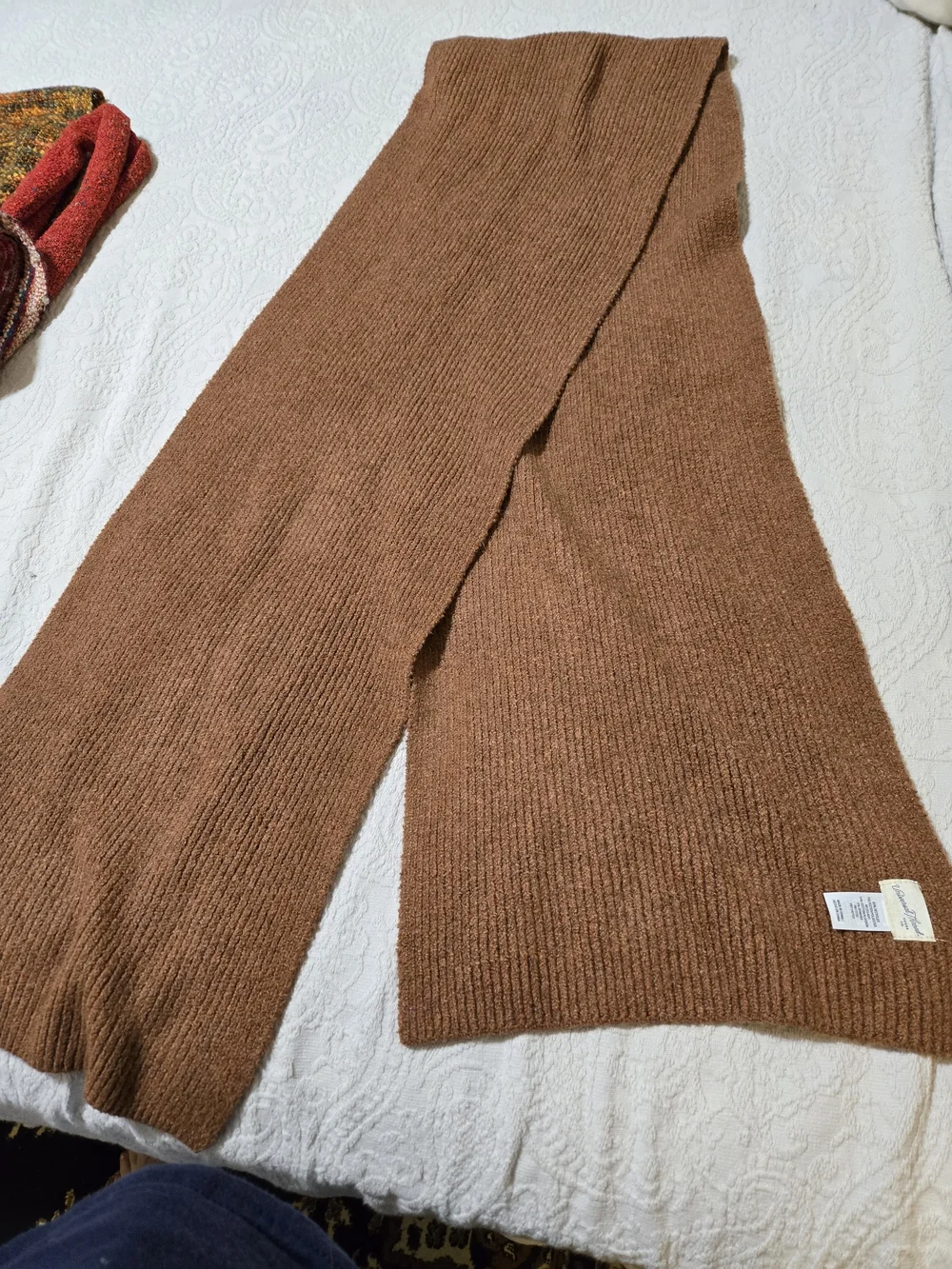 Assorted Lot Of 6 Floral and Solid Knit Scarves - Rust Floral & Brown